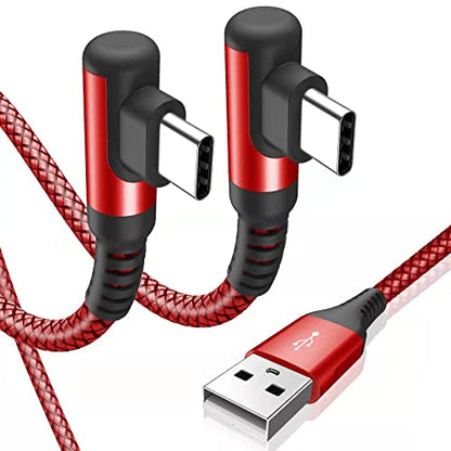 USB to USB C Cable Right Angle 3.1A Fast Charger Carplay 2-Pack 3.3ft Red - color: red, size: 3.3ft+3.3ft