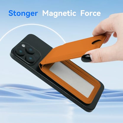 for MagSafe Wallet，Leather Magnetic Wallet for Phone with Adjustable Stand，5 Magnetic Credit Card Holder RFID Blocking for iPhone 17 16 15 14 13 12 Pro Max Series Air Cases (Brown) - color: Brown