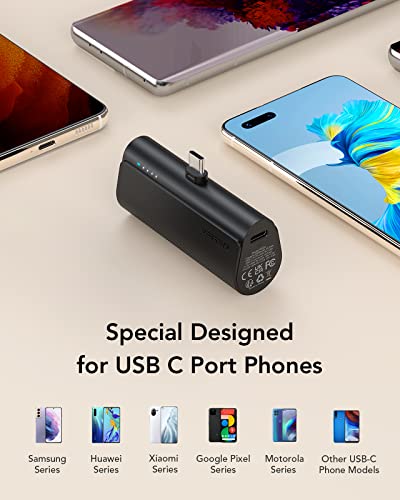 Small USB C Portable Chargers, 5000mAh Fast Charging Power Bank, 2 Pack