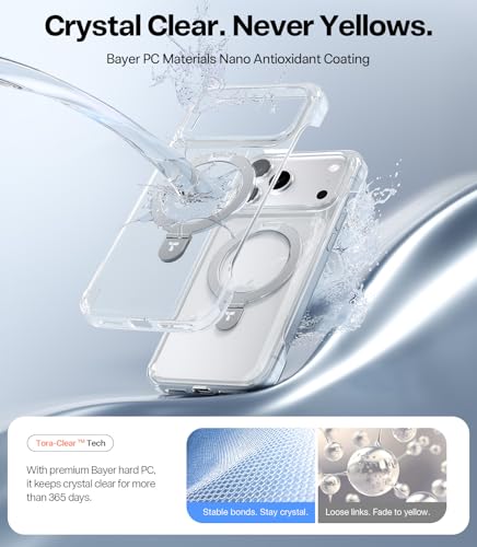 TORRAS Ostand Ultra Slim for iPhone 17 Pro Case Clear 6.3'', [Non Yellowing] Magnetic Stand [Fit for MagSafe], Frameless with Thin Minimalist Case for iPhone 17 Pro Phone Case, Hard, Transparent - size: iPhone 17 Pro