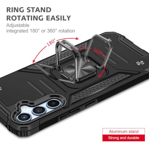 for Samsung S23 FE Case: S23 FE Case with Screen Protector: (Heavy Duty) Military Grade 360° Rotatable Kickstand Shockproof Protective Cases for Samsung Galaxy S23 FE (Black) - color: Samsung S23 FE Case Black