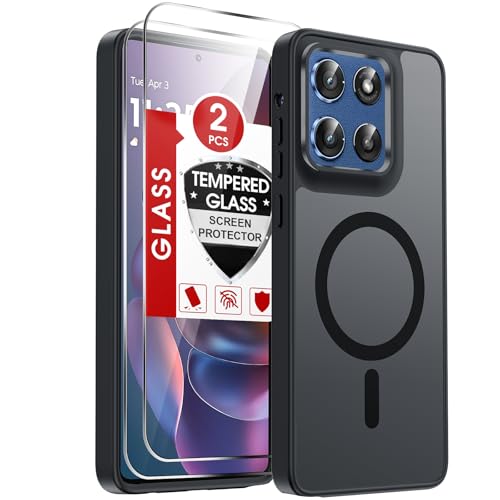 LeYi for Moto G-Stylus-2025/2026 Case MagSafe Fit Matte Translucent, Black | Motorola G Stylus 2025 Case with 2X Screen Protector, Raised Camera Guard Slim Funda para Motorola Stylus 5G 2025 Unlocked - color: Black, size: Moto G Stylus 5G 2025/2026 (6.7 I