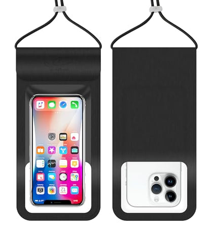 HiRui Universal Waterproof Phone Pouch with Touch Screen, IP68 Waterproof Case Dry Bag for Beach, Compatible with iPhone 17/16/15/14/XR/SE, Samsung Galaxy, Fits up to 6.1", Black, Large - color: Black, size: Large