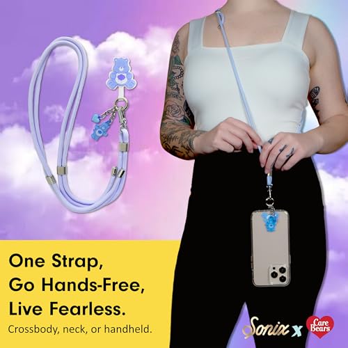 Sonix x Care Bears | Crossbody Phone Strap with Charms | Adjustable, Universal Cell Phone Rope Strap Lanyard | Blue Cord | Grumpy Bear - color: Grumpy Bear