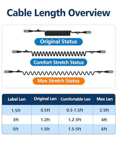 AGVEE 3ft Coiled USB-C to Lightning Cable [MFI Certified] Carplay - color: Dark Gray, size: 3ft