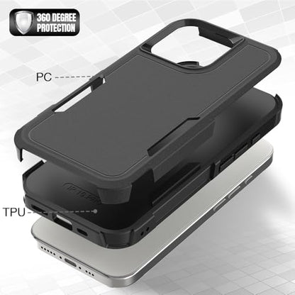 Heavy‑Duty Rugged Anti‑Drop Shockproof Protective Phone Case for iPhone 16 Pro, Durable Protective Shell, Black - color: Black, size: iPhone 16 Pro