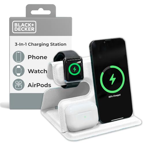 BLACK+DECKER 3 in 1 Charging Station for Apple Multiple Devices(White) - color: White