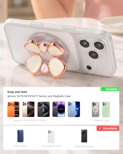 [2026 All-New] for MagSafe Clover Phone Grip, Glitter White - color: White Clover