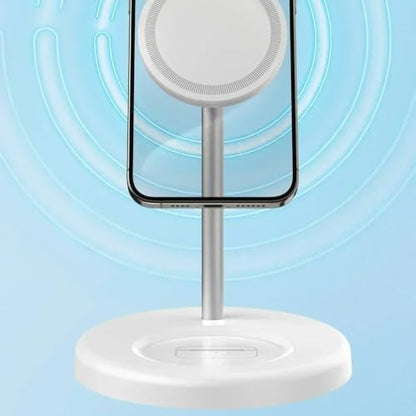 2-in-1 Wireless Charging Stantion 15W Fast Magnetic Wireless Charger Stand for iPhone 17 16 15 14 13 12 AirPods 4/3 Pro for MagSafe (Black)