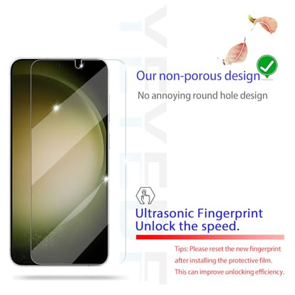 Screen Protector for Samsung Galaxy S23, [2+2 Pack] Tempered Glass for Galaxy S23 & Camera Lens Protectors[Ultrasonic Fingerprint Unlock] [Case Friendly] [Bubble-Free] - size: Galaxy S23