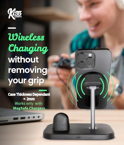 Phone Grip for MagSafe, Holder, Loop, and Kickstand – Ultra-Thin Dual Magnetic 360° Spin Tripod, Selfie Stick, Phone Stand – Wireless Charge Through, Strong Hold, Sleek Design