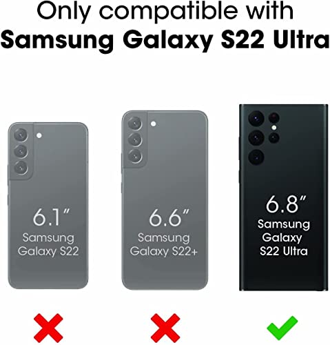 YmhxcY for Galaxy S22 Ultra Case with Self Healing Flexible TPU Film[2 Pack] and Lens Protective Film[2 Pack], Heavy Protection Cover for Galaxy S22 Ultra （6.8“）-Red and Black - color: Red and black