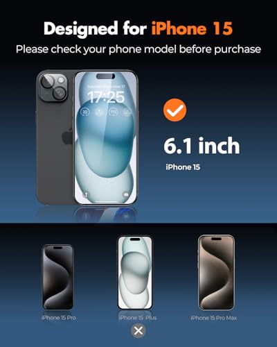 UNBREAKcable iPhone 15 Screen Protector & Camera Lens Protector - size: iPhone 15