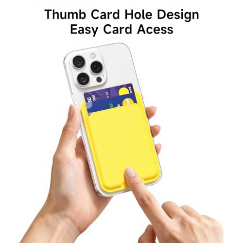 oakxco Phone Wallet Stick On, Slim Thin Adhesive ID Credit Card Holder Wallet Pocket Back of Phone Case, Hard Shell Plastic Sleeve Sticky Card Wallets Pouch for iPhone Samsung Pixel, Yellow - color: Yellow