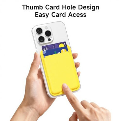 oakxco Phone Wallet Stick On, Slim Thin Adhesive ID Credit Card Holder Wallet Pocket Back of Phone Case, Hard Shell Plastic Sleeve Sticky Card Wallets Pouch for iPhone Samsung Pixel, Yellow - color: Yellow