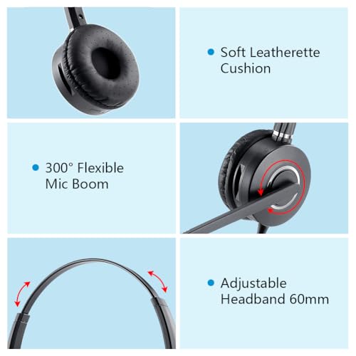 Telephone-Headset with Noise-Cancelling Microphone – Call Center Quick Disconnect (QD) Headset with RJ09 Cables, compatible with Yealink, Grandstream, Polycom, Snom, Fanvil, and Mitel Phones (Mono) - size: Mono