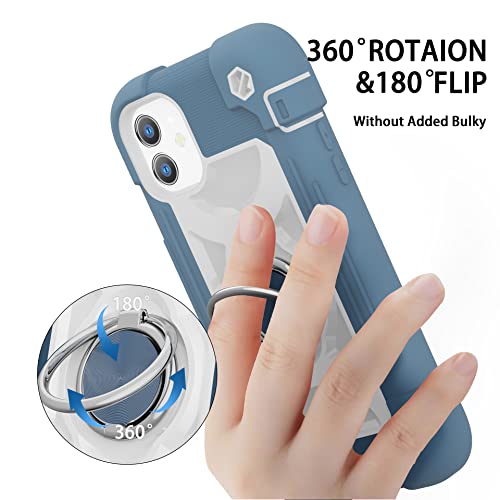 MARKILL Compatible with iPhone 11 Case 6.1 Inch with 360°Rotate Ring Stand, Military Grade Drop Protection Full Body Rugged Heavy Duty Case 3 in 1 Protective Cover Blue - color: Blue, size: iPhone 11 6.1"