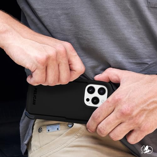 Pelican Voyager iPhone 16 Pro Max Case - Rugged MagSafe Phone Case - Black | Magnetic Phone Case w/18ft Military Grade Drop Protection - Phone Cover w/ Belt Clip Holster Kickstand for iPhone 16 Pro Max - color: Black - V