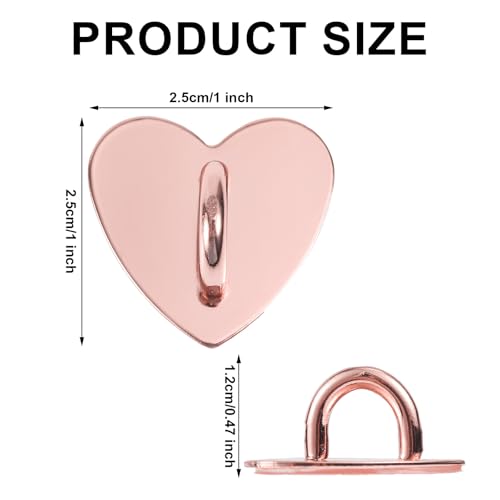 8pcs Heart Phone Charm Holder, 1inch Cell Phone Charm Hook - color: rose gold, size: 2.5cm