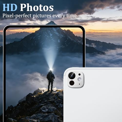 Camera Lens Protector Compatible for iPad Pro 11/13 Inch M5/M4 2025/2024,Matte Metal Tempered Glass Rear Camera Screen Cover Accessories,[Anti-Scratch] [Drop-Proof][Full Coverage] - Silver - color: Silver