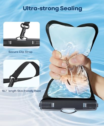 Waterproof Case Compatible with iPhone 14 Pro Max/13/12/11/XR/X/SE/8/7, Galaxy S22/S21 Google up to 7.5" IPX8 Dry Bag Vacation Essentials (Balck-4) - color: Balck-4