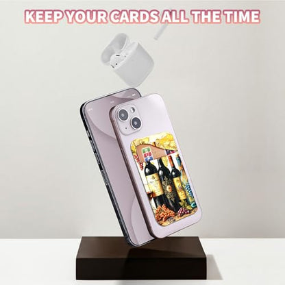 Phone Credit Card Holder Stick on, Cell Phone Pocket Self Adhesive Stretchy Stick on Wallet ID Credit Card Case Pouch Sleeve with Flap for All Smartphones, Grape Wine - color: Grape Wine