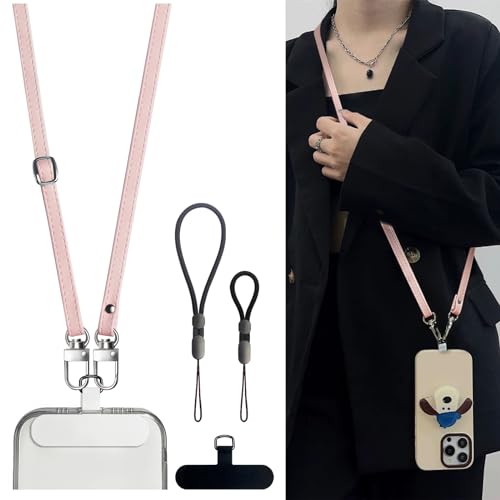 BFSD·DM Phone Crossbody Strap, Universal Crossbody Patch Phone Lanyards,Phone Lanyards for Around The Neck,Phone Strap,Compatible with Most Smartphones, (Pink) - color: Pink