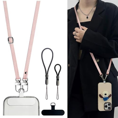 BFSD·DM Phone Crossbody Strap, Universal Crossbody Patch Phone Lanyards,Phone Lanyards for Around The Neck,Phone Strap,Compatible with Most Smartphones, (Pink) - color: Pink