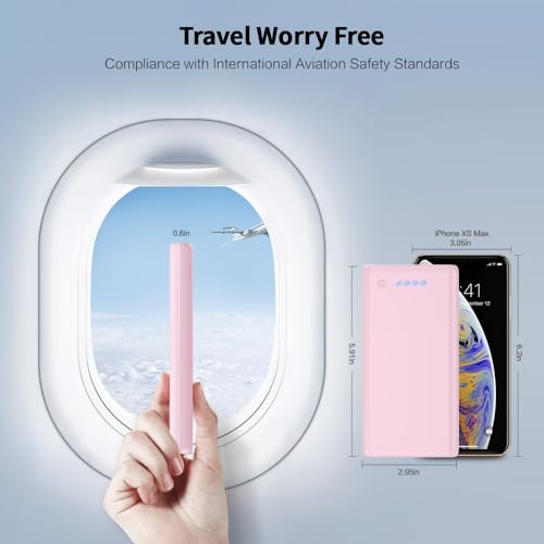 Portable Charger Power Bank 26800mah,Ultra-High Capacity Safer External Cell Phone Battery Pack,2 USB Output High Speed Charging Power bank Compatible with iPhone 17/16/15/14/13 Samsung Android-Pink - color: Pink