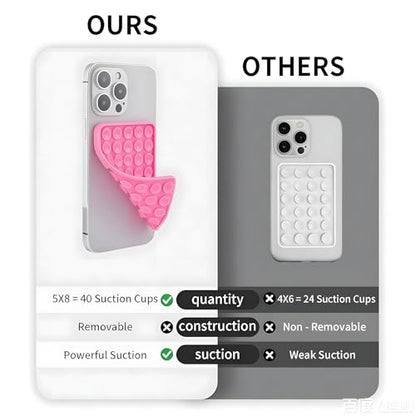SHENGXIN 2 Pack Silicone Double-Sided Suction Grip – 40 Cups per Side, Strong Hold for iPhone, Galaxy, Pixel, Android – Hands-Free for Selfies & Videos (Pink) - color: Pink