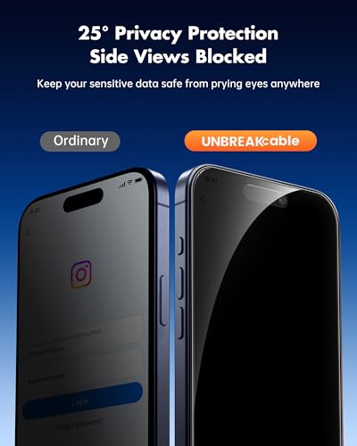 UNBREAKcable Privacy Screen Protector for iPhone 17 Pro - 3 Pack - size: iPhone 17 Pro