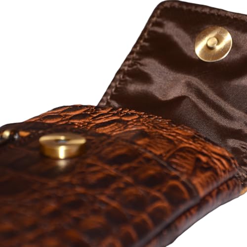 Leather Phone Holster Pouch for iPhone 16, 16 Pro,15 Pro 14, 14 Pro, 13 Pro, 13, 12 Pro, 12, Xs, X,11,Cell Phone Case with Belt Clip [Magnetic Closure] ID Card Holder Pouch(Fits Otterbox Case) - color: Croco Brown