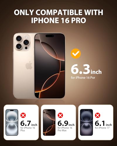 PDDKISS 2 Pack Privacy Screen Protector for iPhone 16 Pro - size: for iPhone 16 Pro - 6.3 inch