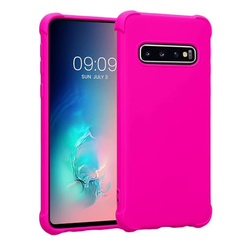 KIOMY Case for Samsung Galaxy S10 Airbag Corners Shockproof Bumper Protective Phone Cover, Hybrid Design Hard PC Back with Flexible TPU Frame (Colored-Hot Pink, for Samsung S10) - color: Colored-Hot Pink