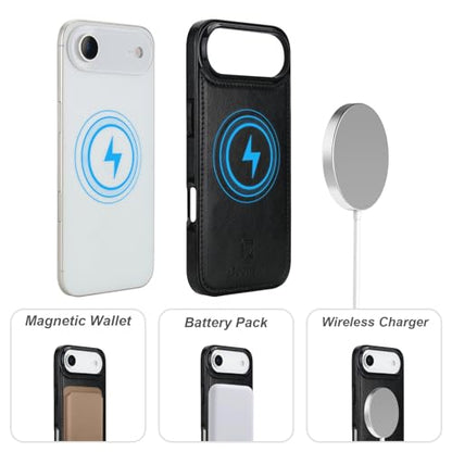 Bocasal for MagSafe Wallet Case Card Holder for iPhone 17 Air, Black - color: Black for MagSafe