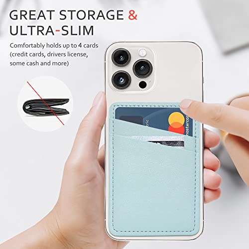 Limvory Phone Wallet Stick On, Leather Phone Card Holder - color: White, Blue
