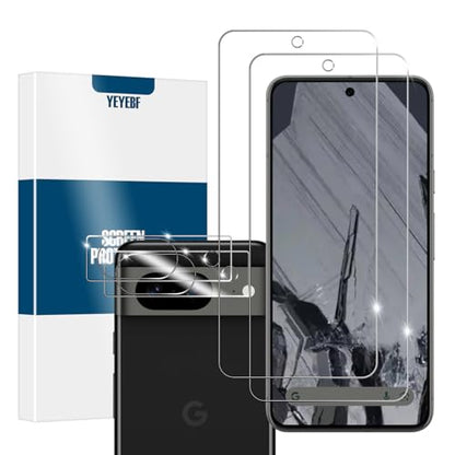 Pixel 8a HD Clear Tempered Glass Screen Protector + Camera Lens Protectors, [2+2 Pack] [3D Glass] [Anti-Glare] [Bubble-Free] Screen Protector Glass For Google Pixel 8a - size: Google Pixel 8a