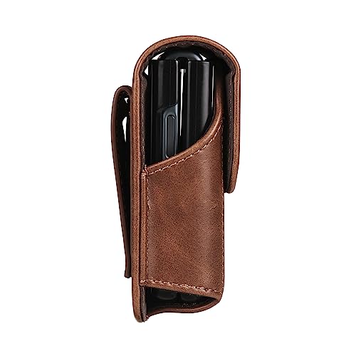 Galaxy Z Flip Leather Waist Bag Brown, Mens Leather Mobile Phone Carrying Case with Belt Clip Holder Handbag Compatible with Samsung Galaxy Z Flip 8/7/6/5/4/3 5G SM-F700/F707/F711, Moto RAZR 5G - color: Brown