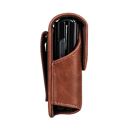 Galaxy Z Flip Leather Waist Bag Brown, Mens Leather Mobile Phone Carrying Case with Belt Clip Holder Handbag Compatible with Samsung Galaxy Z Flip 8/7/6/5/4/3 5G SM-F700/F707/F711, Moto RAZR 5G - color: Brown