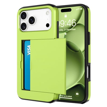 Wallet Case for iPhone 17 Pro Max with 2 Card Holder Credit Slot - color: Green, size: iPhone 17 Pro Max