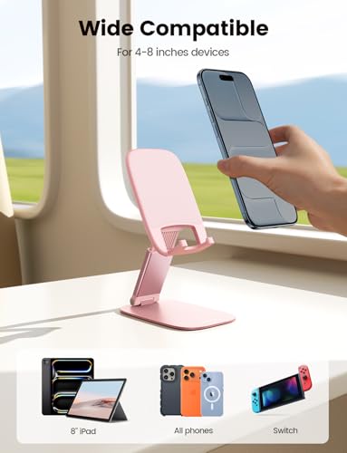 Lamicall Foldable Ultra-Thin Phone Holder, Pink Desk Accessories for Women - color: C-Pink