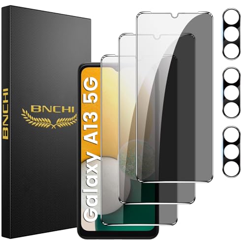 3+3 Pack for Samsung Galaxy A13 5G Privacy Screen Protector with Camera Lens Protector, Anti-Spy Tempered Glass Film, 9H Hardness, Anti-Scratch, Touch Sensitive - size: Galaxy A13