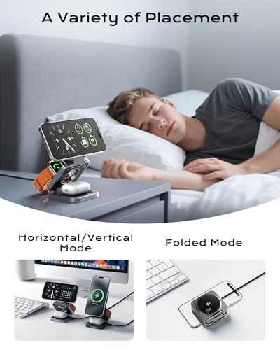 Qi2 MFi 3 in 1 Charging Station for Apple - color: Axiom Gray
