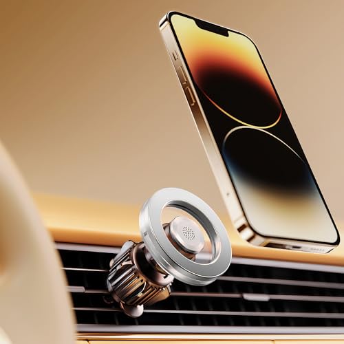 for Magsafe Car Mount for iPhone, Aluminum Alloy Vent Mount,Magnetic Phone Holder for Car,Cell Phone Car Mount,Strong Magnet,for iPhone 12,13,14,15,16 pro max and Android (Silver)