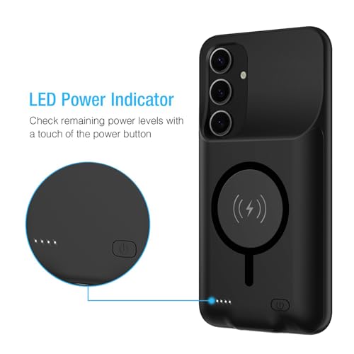 Battery Case for Galaxy A54,Enhanced [12000mAh]Ultra Thin Portable Protective Qi Wireless Charging Case Compatible with Galaxy A54 (6.4inch) Rechargeable Extended Battery Charger Case (Black) - size: for Galaxy A54