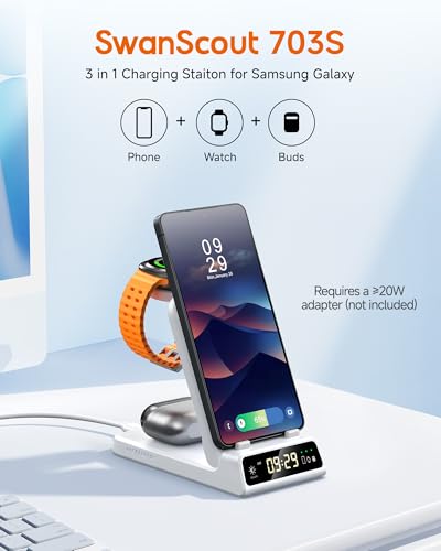 Charging Station for Samsung Phone, Watch & Buds, Not for Watch 9/Ultra 2 - color: White