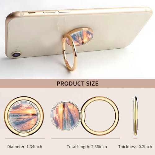 Cell Phone Ring Holder, Cute Metal Phone Grip Stand Finger Ring Kickstand, Flexible 360°Rotation Phone Tablet Case Accessories Compatible with Most Phones Tropical Beach Sunset - color: Tropical Beach Sunset