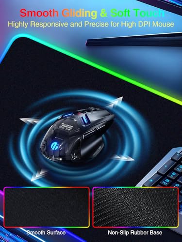 Wireless Charging Mouse Pad Gaming, 31.5"x11.8" Large Desk Mat, Waterproof - color: RGB-31.5"x11.8"-Right
