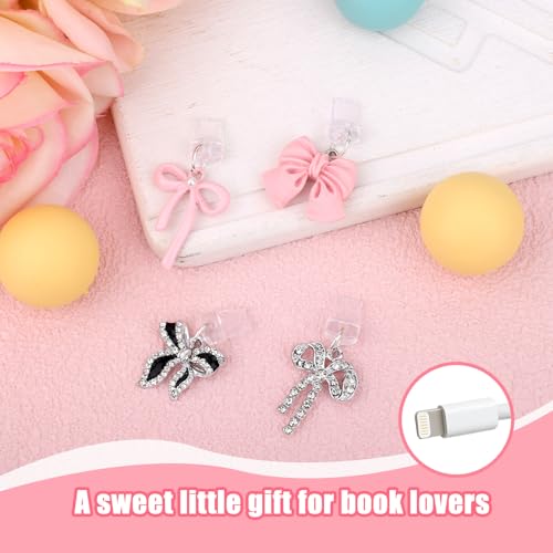 Penitue 4pcs Phone Dust Plug Charms, Creative Charging Port Dust Plug Cover - style: Bow Style