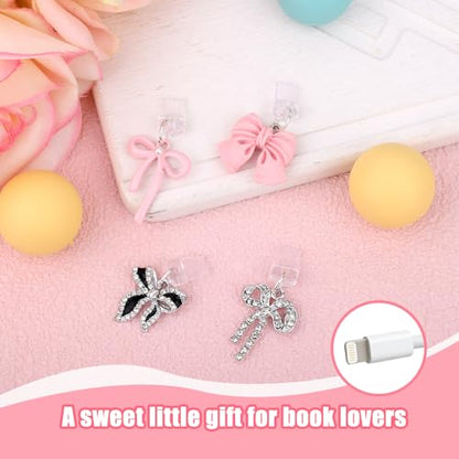 Penitue 4pcs Phone Dust Plug Charms, Creative Charging Port Dust Plug Cover - style: Bow Style